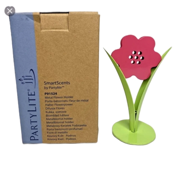 PartyLite Smartscents Metal Flower Holder Pink Green NEW Retired Hard to Find - Picture 1 of 4